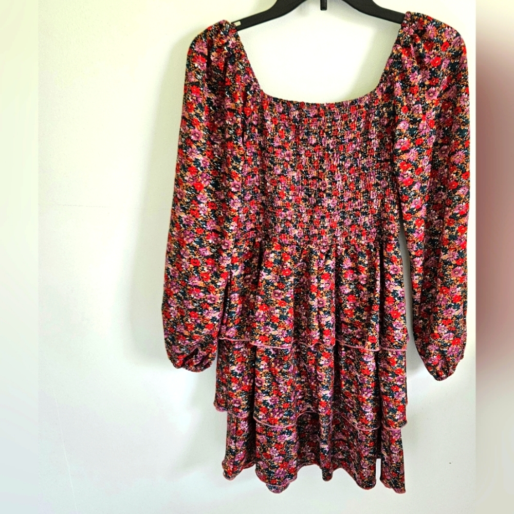 BTFBM Smocked Floral Dress Tiered